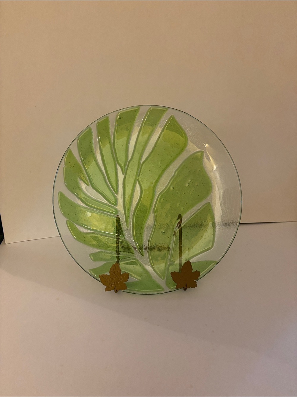 Crate and Barrel Green Monstera Fusion Serving Plates